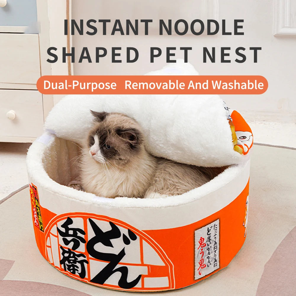 Red Pet Dog Cat House Kennel Super Large Instant Noodle Warm Dog Cat Nest Beds Cushion Udon Cup Noodle Pet Bed Cozy Nest