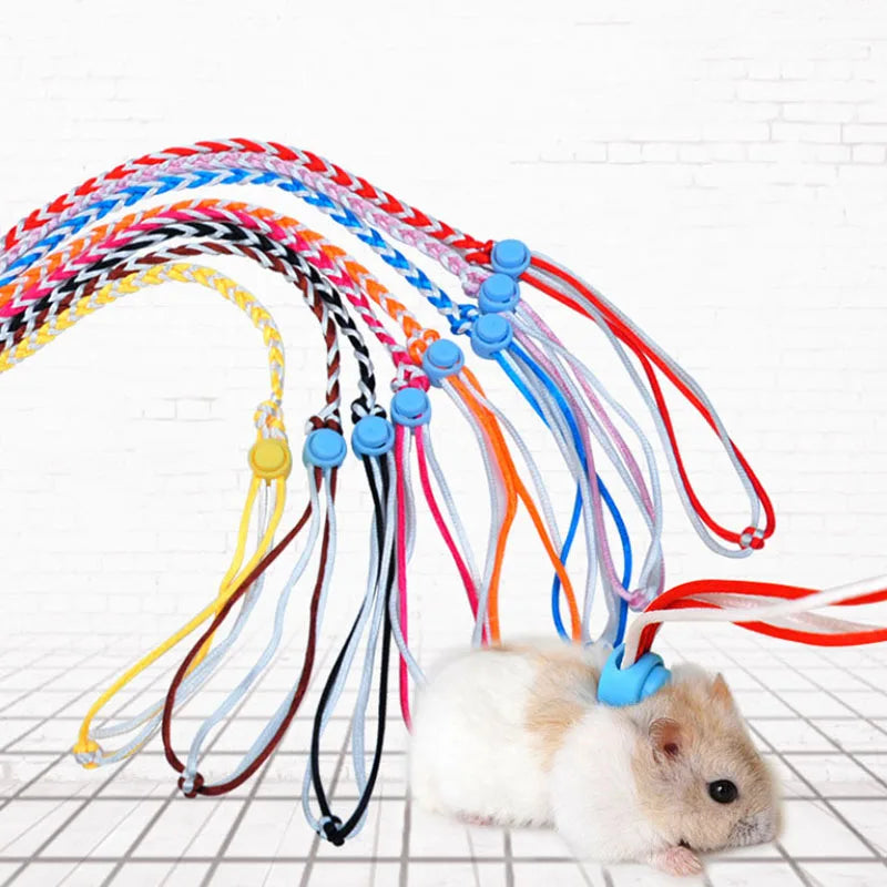 1.4m Adjustable Rabbit Hamster Harness Leashes Outdoor Leads Small Animal Pet Accessories Gerbil Cotton Ropes Harness Lead