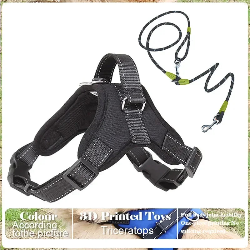Dog Harness And Leash Set No Pull Adjustable Comfortable with Easy Control Handle Outdoor Running Walking Hand Free Lead Leash