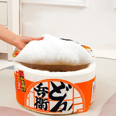 Red Pet Dog Cat House Kennel Super Large Instant Noodle Warm Dog Cat Nest Beds Cushion Udon Cup Noodle Pet Bed Cozy Nest