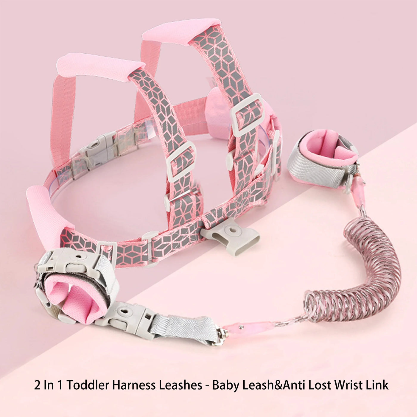 2 In 1 Toddler Harness Leashes,Reflective  Harnesses with Anti Lost Wrist Link for 1-8 Years Children Walking Safety Harness.