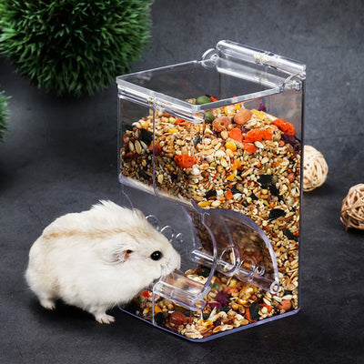 Cute Hamster Samll Animal Automatic Pet Food Feeder Plastics Durable Strong Simplicity Clear Transparent Safe Food Bowl