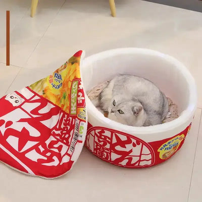 Red Pet Dog Cat House Kennel Super Large Instant Noodle Warm Dog Cat Nest Beds Cushion Udon Cup Noodle Pet Bed Cozy Nest