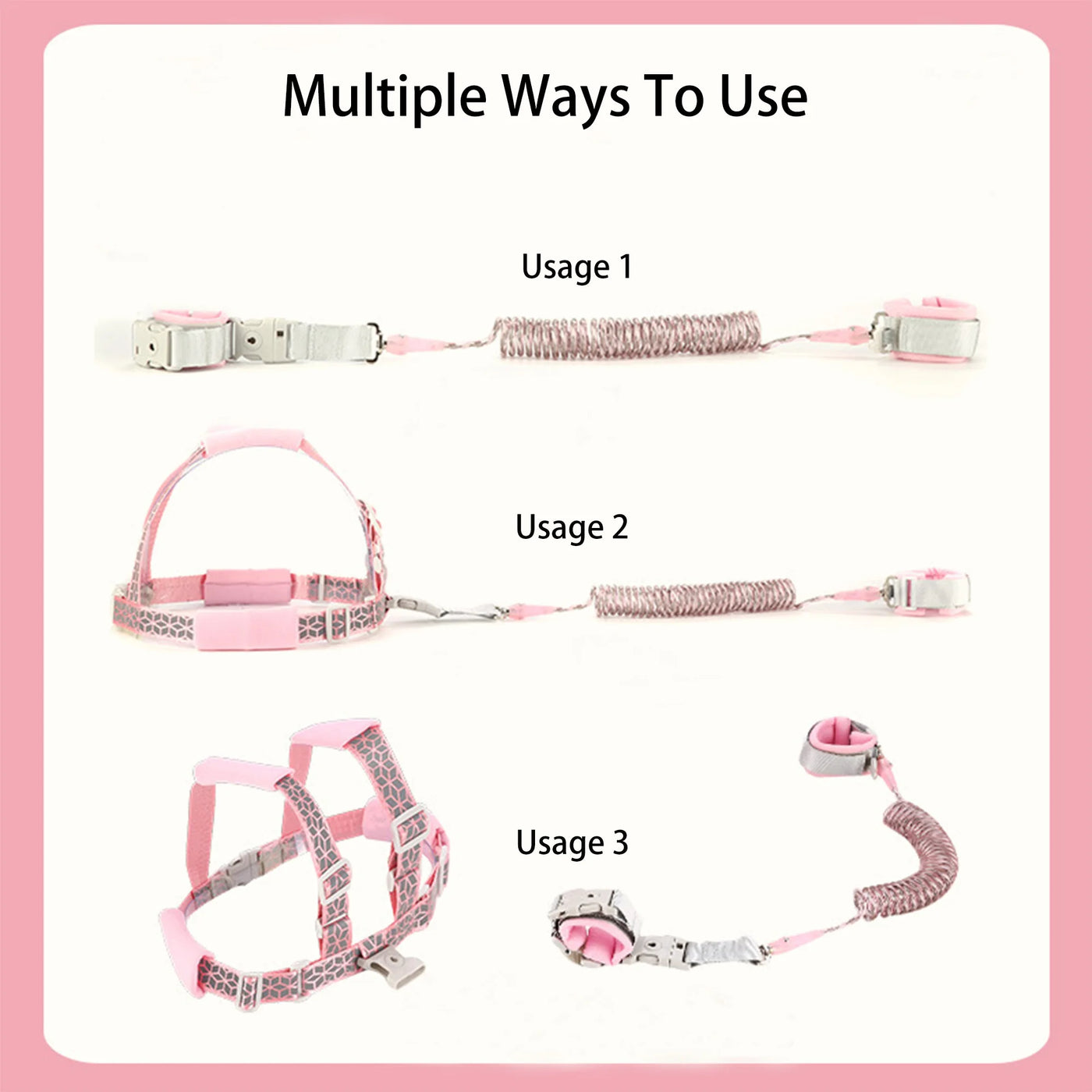 2 In 1 Toddler Harness Leashes,Reflective  Harnesses with Anti Lost Wrist Link for 1-8 Years Children Walking Safety Harness.