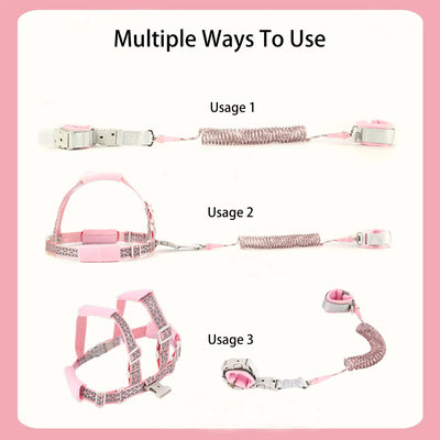 2 In 1 Toddler Harness Leashes,Reflective  Harnesses with Anti Lost Wrist Link for 1-8 Years Children Walking Safety Harness.