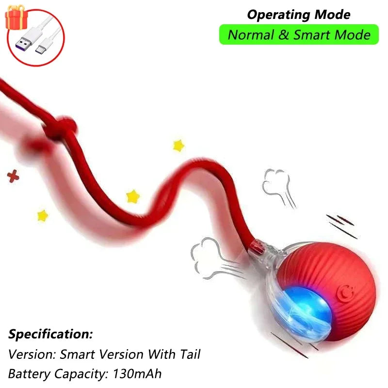Rechargeable Smart Pet Interactive Toy,Cat Interactive Ball Toy, Automatic Rolling Ball with Tail, , Intelligent Mouse for Cat