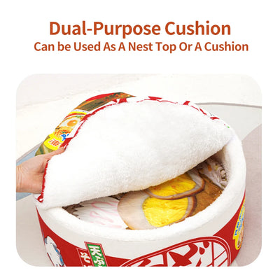 Red Pet Dog Cat House Kennel Super Large Instant Noodle Warm Dog Cat Nest Beds Cushion Udon Cup Noodle Pet Bed Cozy Nest