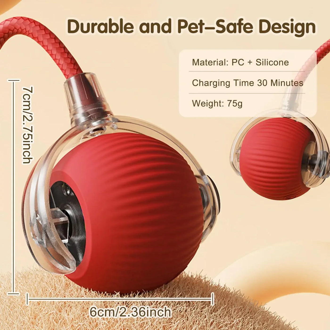 Rechargeable Smart Pet Interactive Toy,Cat Interactive Ball Toy, Automatic Rolling Ball with Tail, , Intelligent Mouse for Cat