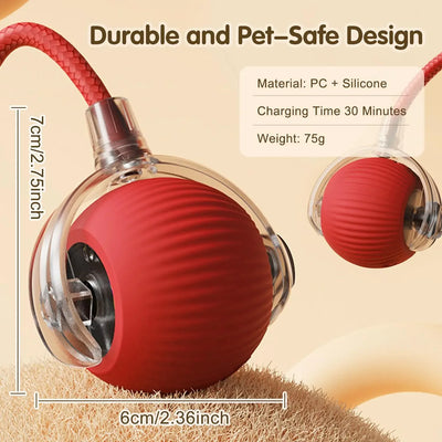 Rechargeable Smart Pet Interactive Toy,Cat Interactive Ball Toy, Automatic Rolling Ball with Tail, , Intelligent Mouse for Cat