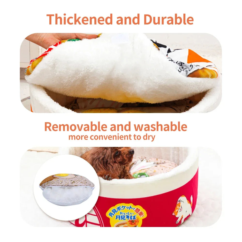 Red Pet Dog Cat House Kennel Super Large Instant Noodle Warm Dog Cat Nest Beds Cushion Udon Cup Noodle Pet Bed Cozy Nest