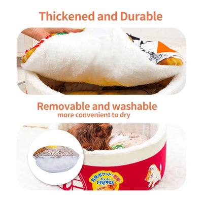 Red Pet Dog Cat House Kennel Super Large Instant Noodle Warm Dog Cat Nest Beds Cushion Udon Cup Noodle Pet Bed Cozy Nest