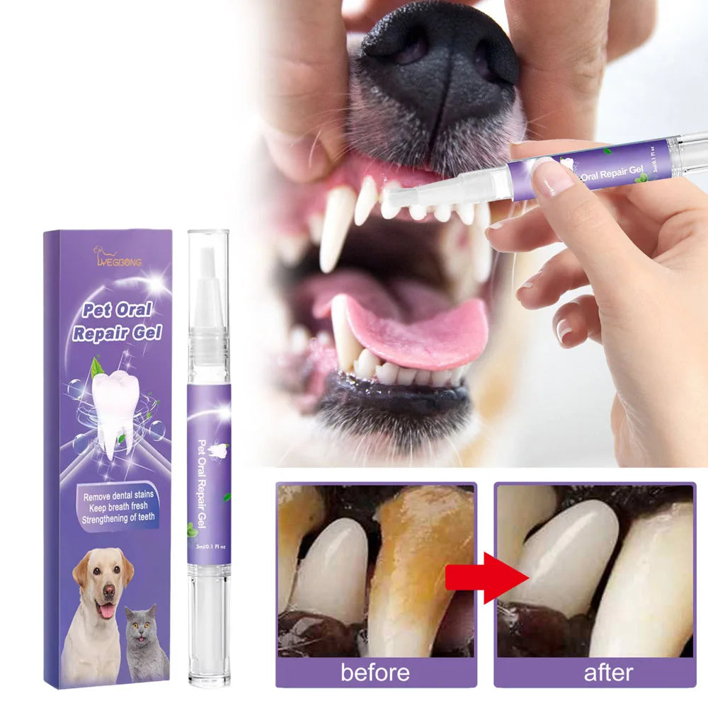 Dog Oral Repair Gel Pet Tooth Repair Teeth Tartar Cleaner for Dog No Need to Brush Teeth Pet Breath Freshener Gel Care Cleaner