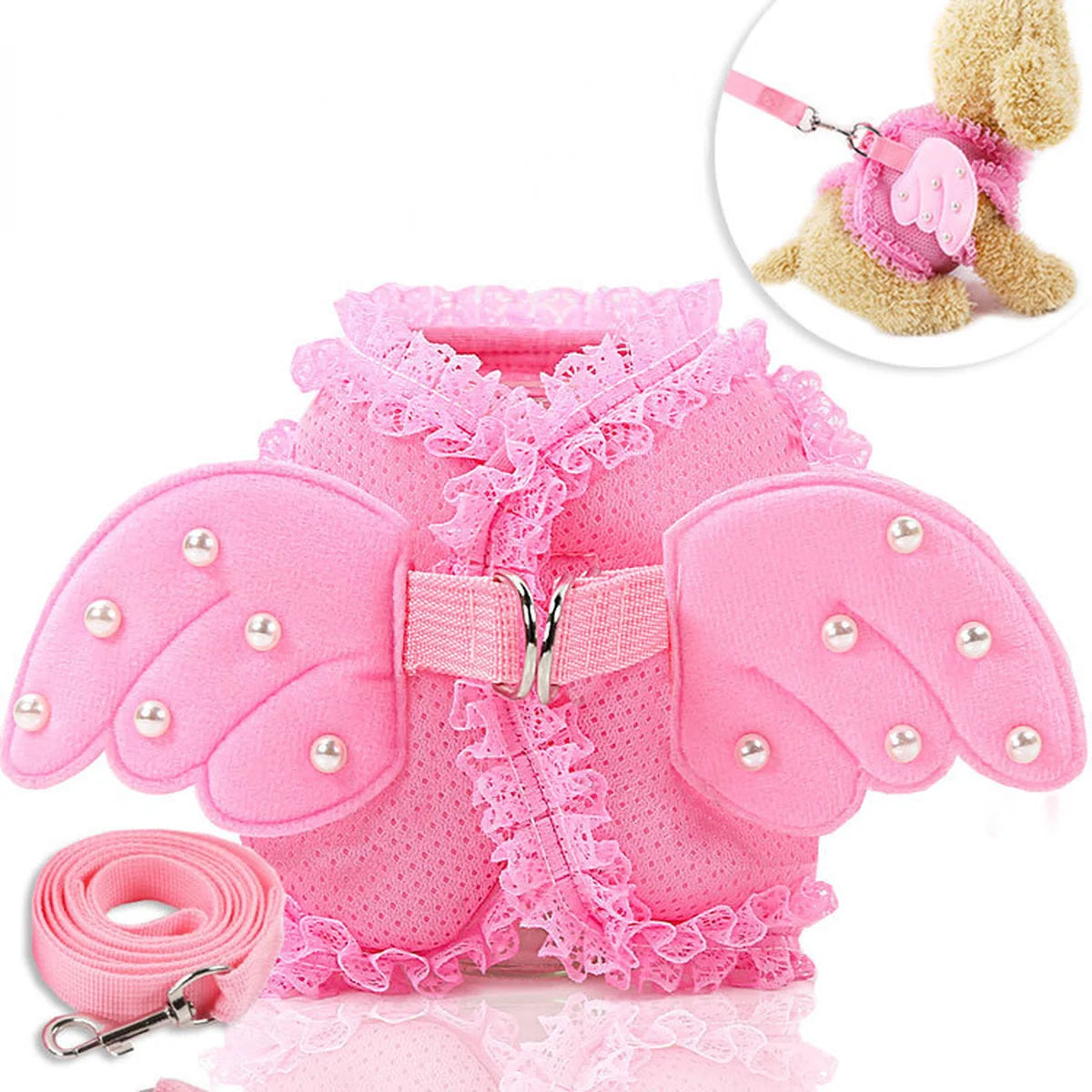 Dog Harness Beautiful Lace Cat Leash Bow Knot Chest Strap Dog Collar Pet Supplies Accessories Dog Leash Red Bow
