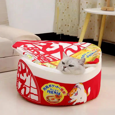 Red Pet Dog Cat House Kennel Super Large Instant Noodle Warm Dog Cat Nest Beds Cushion Udon Cup Noodle Pet Bed Cozy Nest