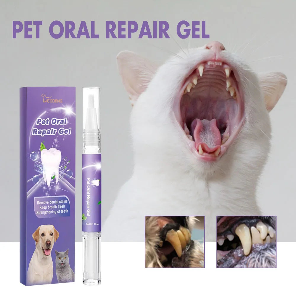 Dog Oral Repair Gel Pet Tooth Repair Teeth Tartar Cleaner for Dog No Need to Brush Teeth Pet Breath Freshener Gel Care Cleaner